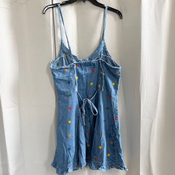 Vtg Kalifornia Juniors Dress Size 13 Denim Western Floral Embroidered Y2K 18663 - Picture 2 of 10